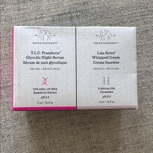 Drunk Elephant TLC Frambroos Glycolic Night Serum & LaLa Retro Cream travel mini